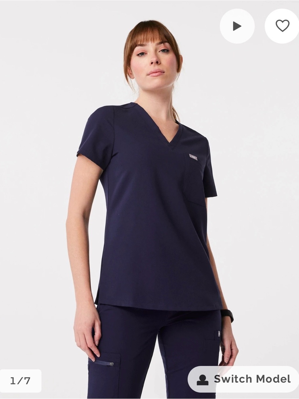 Figs Navy Catarina One-Pocket Scrub Top
